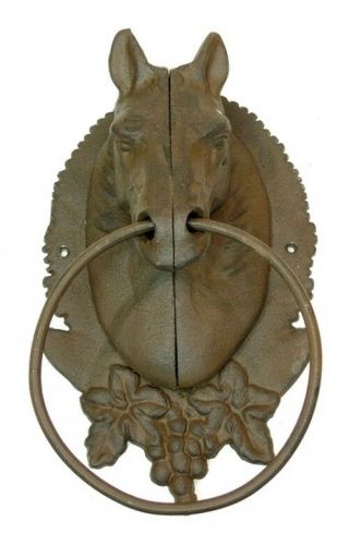 Cast Iron - Horse Head Towel Ring Holder / Hitching Post Western Decor