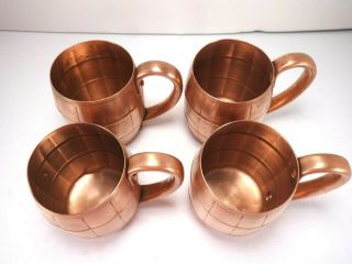 West Bend Solid Copper Barrel Mug Cup Moscow Mule Set of 4 Vintage MCM Polished 2