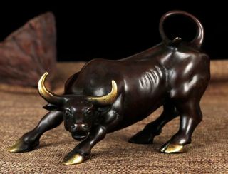 Big Wall Street Bronze Fierce Bull Ox Statue