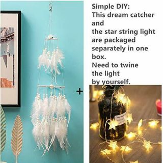 Dream Catcher WHITE Feather Light Up LED Star Fairy String Lights Double 2