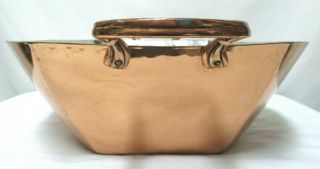 Gorham Large Copper Metal Bowl w/ Handles square Made in India 2