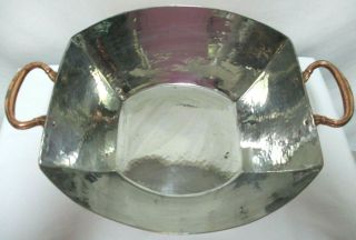 Gorham Large Copper Metal Bowl w/ Handles square Made in India 3