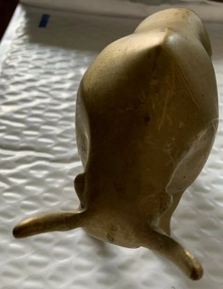 Collectible Brass Sculpture Statue Animals Figure Bull 4” Tall 5 1/4” Long