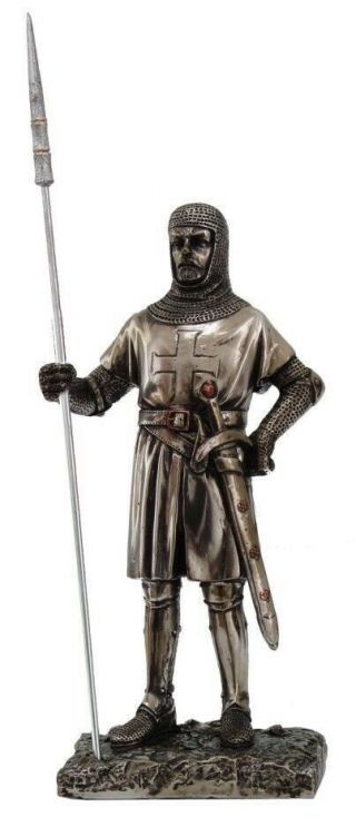 Medieval Knight Decorative Figurine Crusader Pikeman Light Infantry Statue 7 " H