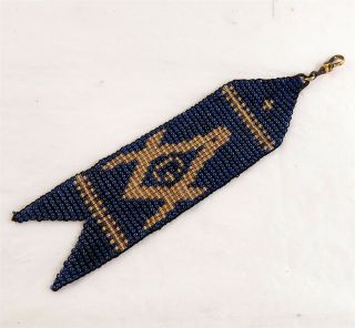 Vintage Masonic Beaded Ribbon Watch Fob