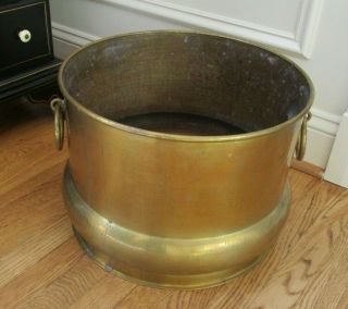 Vintage Handled Solid Brass Large Pot Made In Italy 11 By 15 "
