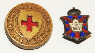 Ww1 Canadian Cef Great War Veterans Pin Sterling,  British Red Cross Society Pin