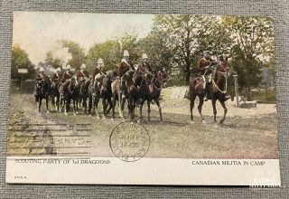 Postcard,  Colored,  Canadian Militia In Camp,  Scouting Party 3rd Dragoons (24074)