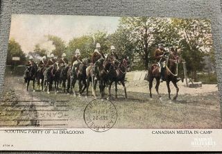 Postcard,  Colored,  CANADIAN MILITIA IN CAMP,  Scouting Party 3rd Dragoons (24074) 2