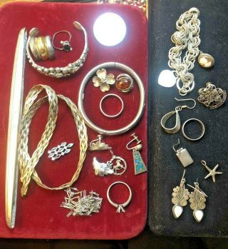 Vintage Estate Sterling Silver Scrape Bag Earrings Bracelets Necklace 165g