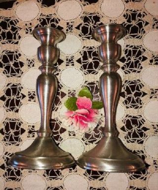 Vintage Weighted Leonard Pewter Candlestick Holders,  Bolivia