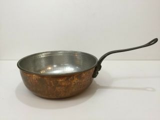Ruffoni Italian Hand - Hammered Copper Risotto Pan W/handle 4 - Qt,  10 1/4 " D X 4 " H