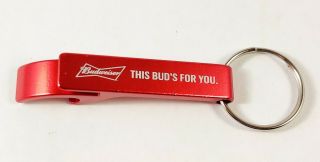 Metal Budweiser Can Opener Key Chain Bud Beer Red Keychain