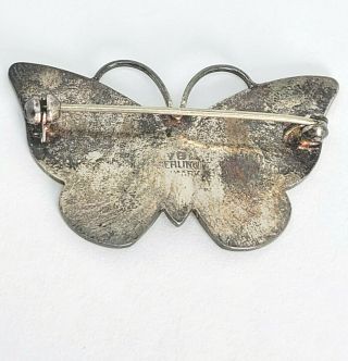 Vintage Sterling Silver Guilloche Enamel Butterfly Brooch Volmer Bahner Denmark 2