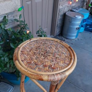 Vintage Natural Cane Wicker Rattan plant stand,  1960 ' s 1970 ' s 4 feet Tall 48 in 2