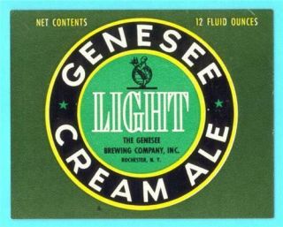 Rochester,  Ny - Genesee Cream Ale 12oz Label 1 - 1950s Era Nos (old Stock)