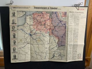 Ww1 German Military Map,  War Operations Field Letter