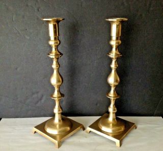 Vintage Heavy 4 Lbs Solid Brass 15 - 1/2’’ Tall Candle Stick Holders Made In Japan