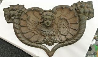 Vintage Cherub Angel Cast Iron Wall Plaque