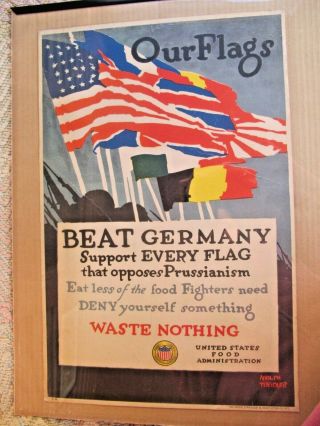 Wwi Our Flags Beat Germany Poster Printed On Thin Cardboard Treidler
