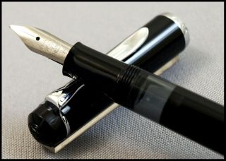 Vintage Pelikan Tradition M 100 Fountain Pen Black And Silver