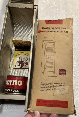 Vintage 15 " Porta - Heat Portable Stove Use Canned Heat Dry Mfg With