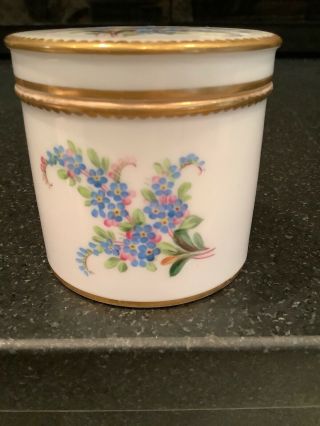 Vintage Tiffany & Co Trinket Box Tall Blue Floral & White Made In England