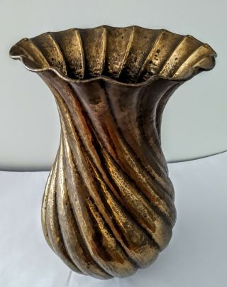 Vintage Egidio Casa Grande Casagrande Italy Hammered Brass Large Pot / Vase