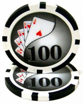 100 Black $100 Yin Yang 13.  5 Gram Clay Poker Chips - Buy 2 Get 1