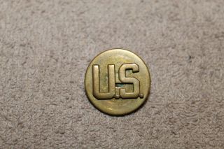 Scarce Ww2 British Made U.  S.  Army " U.  S.  " Metal Collar Insignia,  S/b