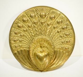 Art Nouveau Peacock Wall Pocket Lombard Brass England