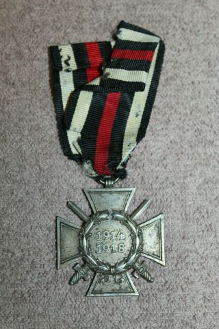 Ww1 German Combatants Cross Of Honor 1914 - 1918 W/ribbon,  Maker Stamped