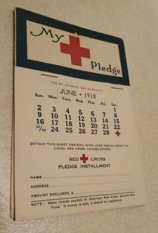 1918 World War I Red Cross Pledge Calendar Plus Vintage Advertisements Wwi