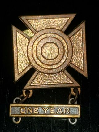 1912 Pre Wwi Us Army Bronze Marksman National Guard One Year Bar Badge Pin