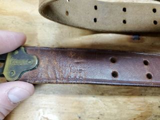 WW1 US SPRINGFIELD RIFLE LEATHER SLING MADE BY HOYT DATED 1918 3