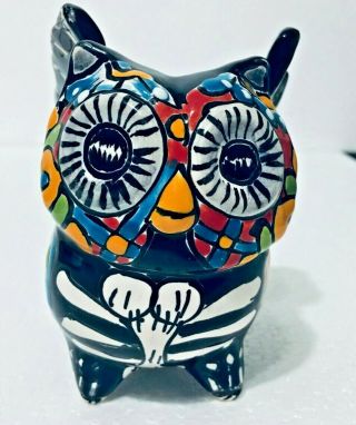 Mexican Talavera Pottery Owl Figure Day Of The Dead Gerardo Garcia Folk Art