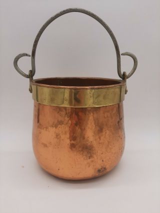 Vintage Hammerd Copper Pot Kettle Planter With Handle