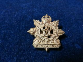 Orig Ww1 Officers Collar Badge " Rcasc " Royal Canadian Army Service Corps