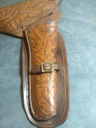 Vintage/1950 - 60 Ooak Hand - Tooled Leather Gun Holster & Belt Western Style/ Right