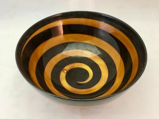 Stunning Vintage Japanese Studio Pottery Rice Bowl Fantastic Swirly Design
