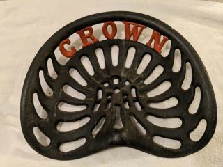 Vintage Crown Tractor Implement Cast Iron Seat