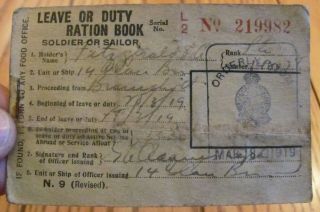 World War 1 Uk Ration Book With Stamps Ww I 1919 United Kingdom Great Britain
