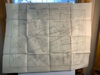 1917 German Military Map,  Veldhoek Netherlands,  Secret Geheim