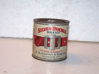 Vintage Silver Buckle E R Godfrey & Sons 1 Lb Peanut Butter Can Tin Milwaukee Wi