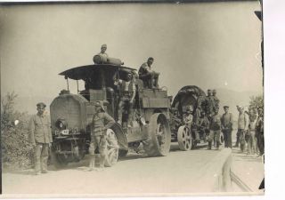 Wwi No.  316 Big Photo K.  U.  K.  Austrian Soldiers Truck With Cannon