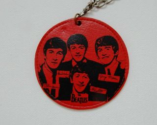Vintage The Beatles Pendant Necklace - Red Leather