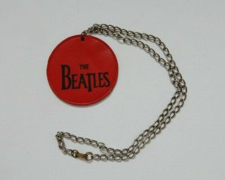 VINTAGE THE BEATLES PENDANT NECKLACE - RED LEATHER 2