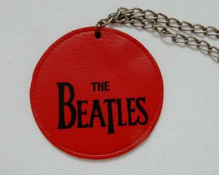 VINTAGE THE BEATLES PENDANT NECKLACE - RED LEATHER 3