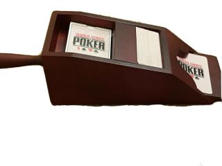 World Series Of Poker Premium Wooden Dealer Shoe W/ 2 Decks,  One.