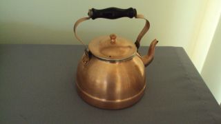Copper Tea Pot Kettle With Wooden Handle Made In Portugal Douro